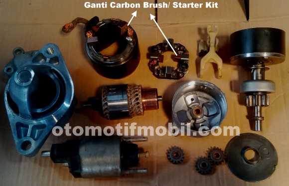 Gambar ganti carbon brush atau starter kit pada motor starter